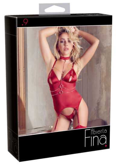 Abierta Fina - glitter chain top and thong (red)