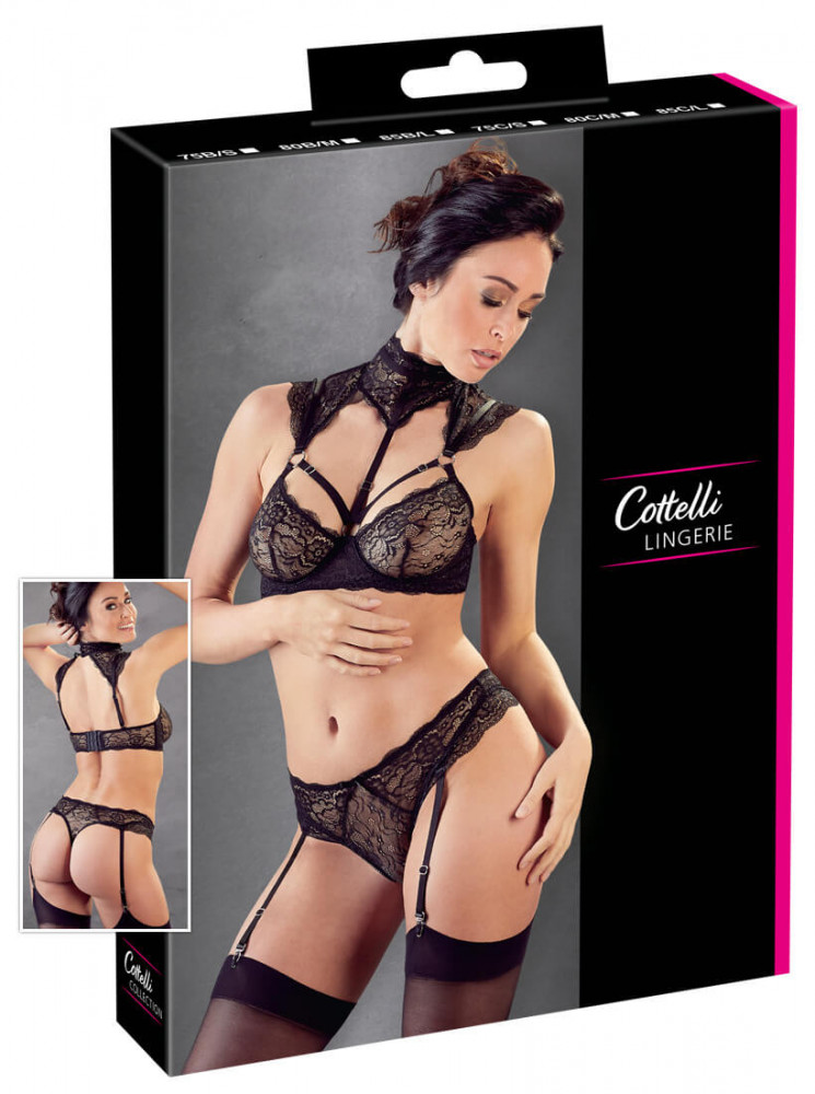 Cottelli - Collar Lace Bra Set (Black)