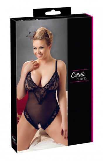 Cottelli Plus Size - krajkové body (černé)