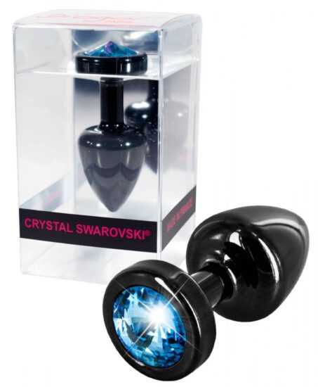 DIOGOL Anni Blue Stone black Anal plug - anální kolík s modrým krystalem (černý 2