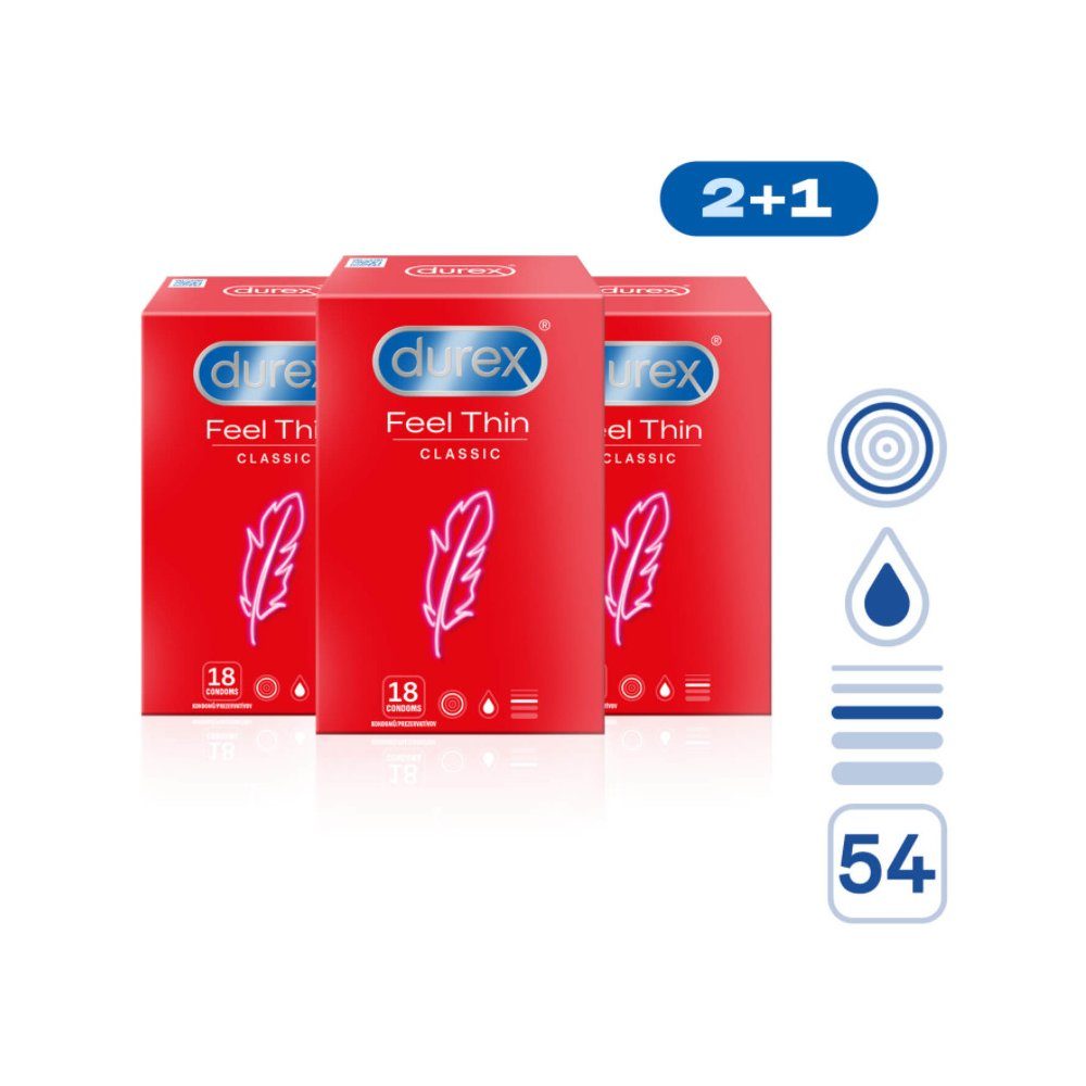 Durex Feel Thin Classic balíček 2+1 54ks