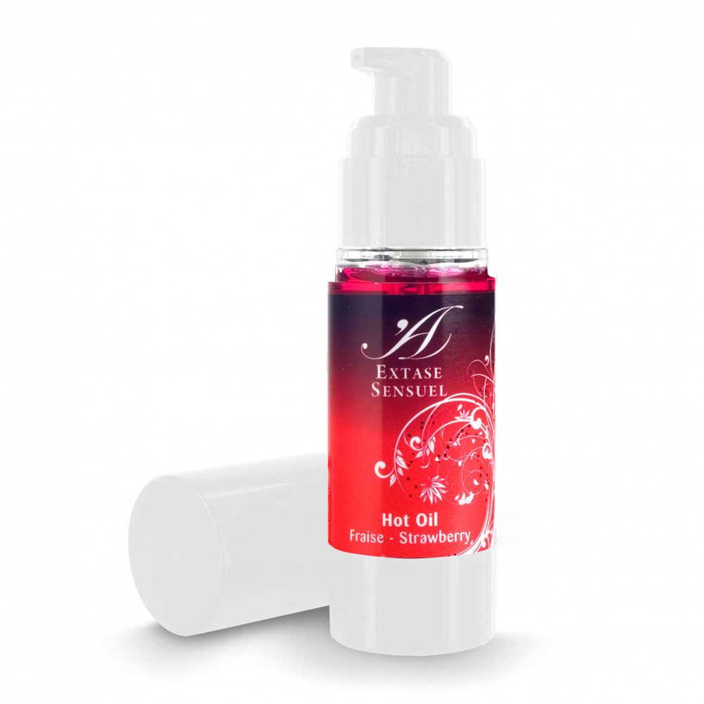 Extase Sensuel - hot oil strawberry - masážní olej s hřejivým účinkem - jahodový (30ml)