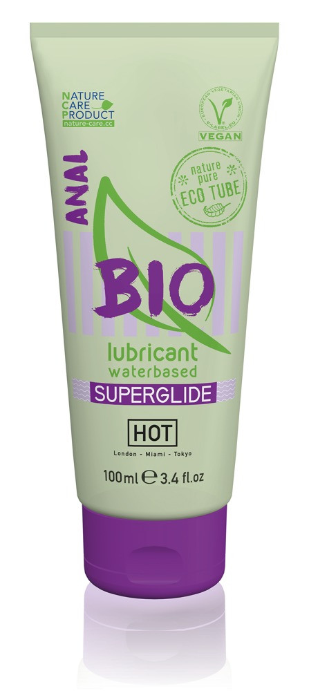 HOT BIO Superglide Anal - veganský anální lubrikant na bázi vody (100ml)