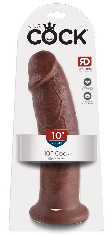 King Cock 10 - large dildo with suction foot (25cm) - brown