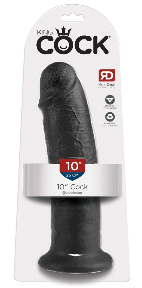 King Cock 10 - large suction dildo (25cm) - black