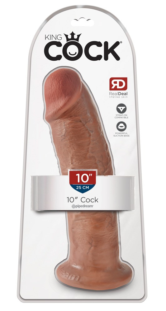 King Cock 10 - large suction dildo (25cm) - dark natural