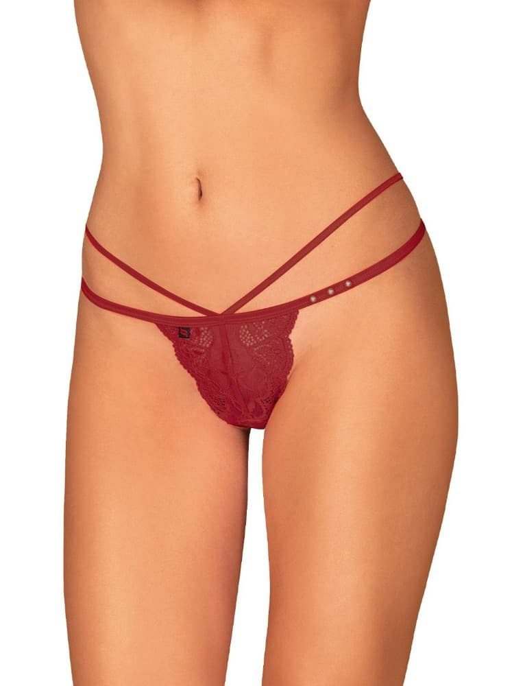 Koketní tanga Obsessive Ivetta thong - bordó L - XL