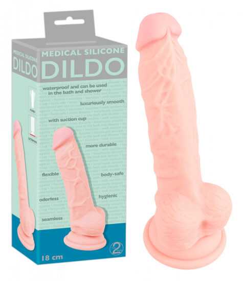 Medical Silicone Dildo - dildo z lékařského silikonu (18 cm) - tělová barva