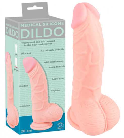 Medical Silicone Dildo - dildo z lékařského silikonu (20 cm) - tělová barva