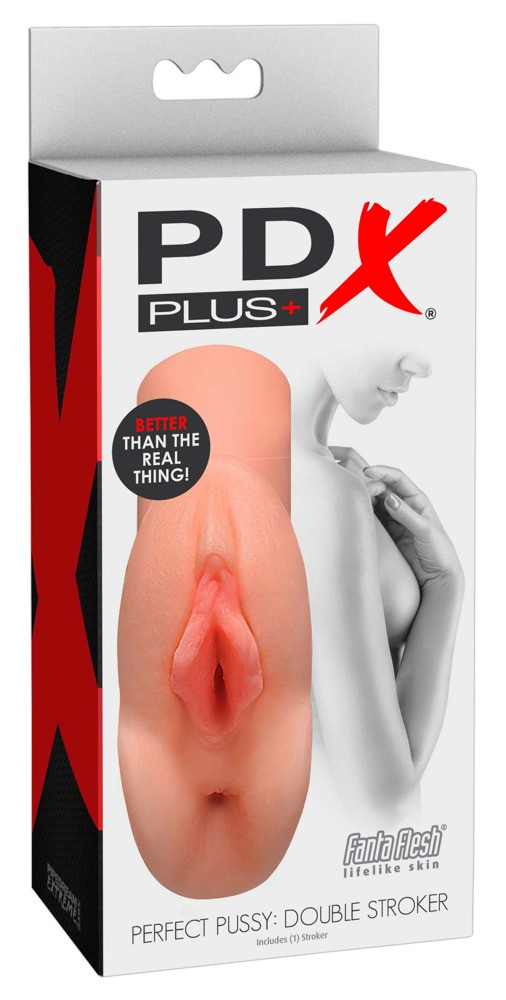 PDX Double Stroker - 2in1 realistic masturbator (natural)