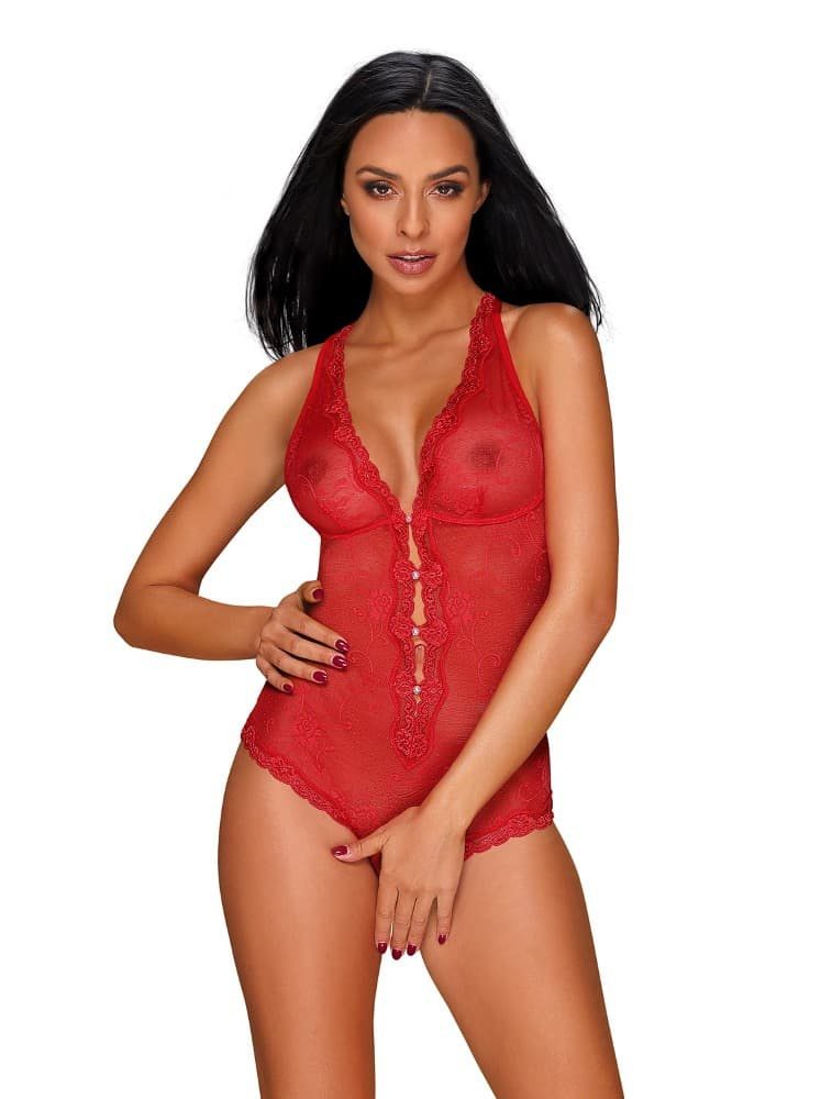 Pikantní body Obsessive Fiorenta teddy red - červená - L/XL