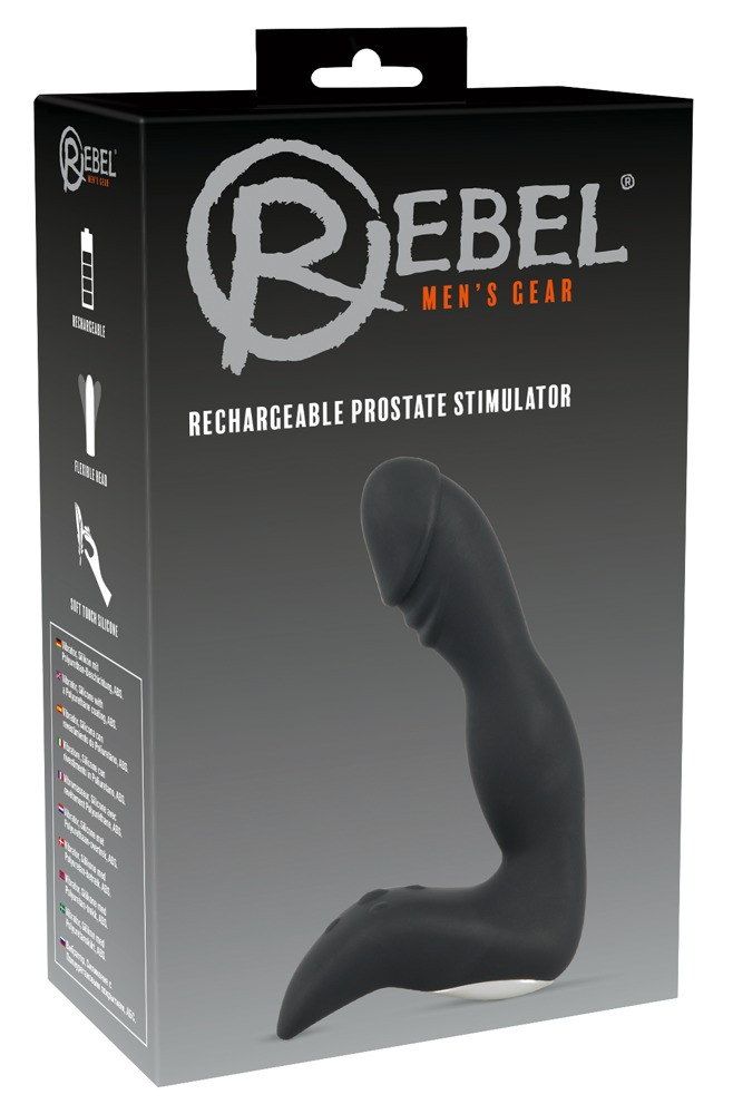 Rebel - nabíjecí vibrátor na prostatu ve tvaru penisu (černý)