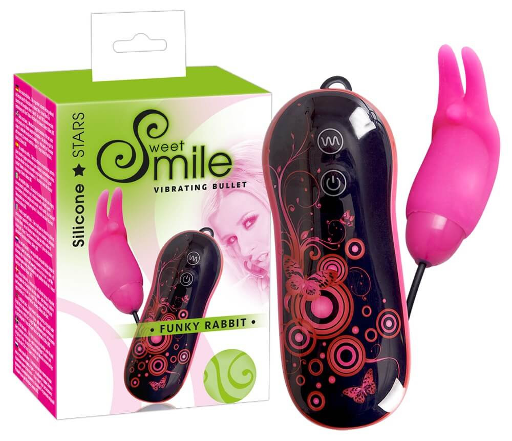 SMILE Funky Rabbit - silikónové vibračné vajíčko (čierne-ružové)