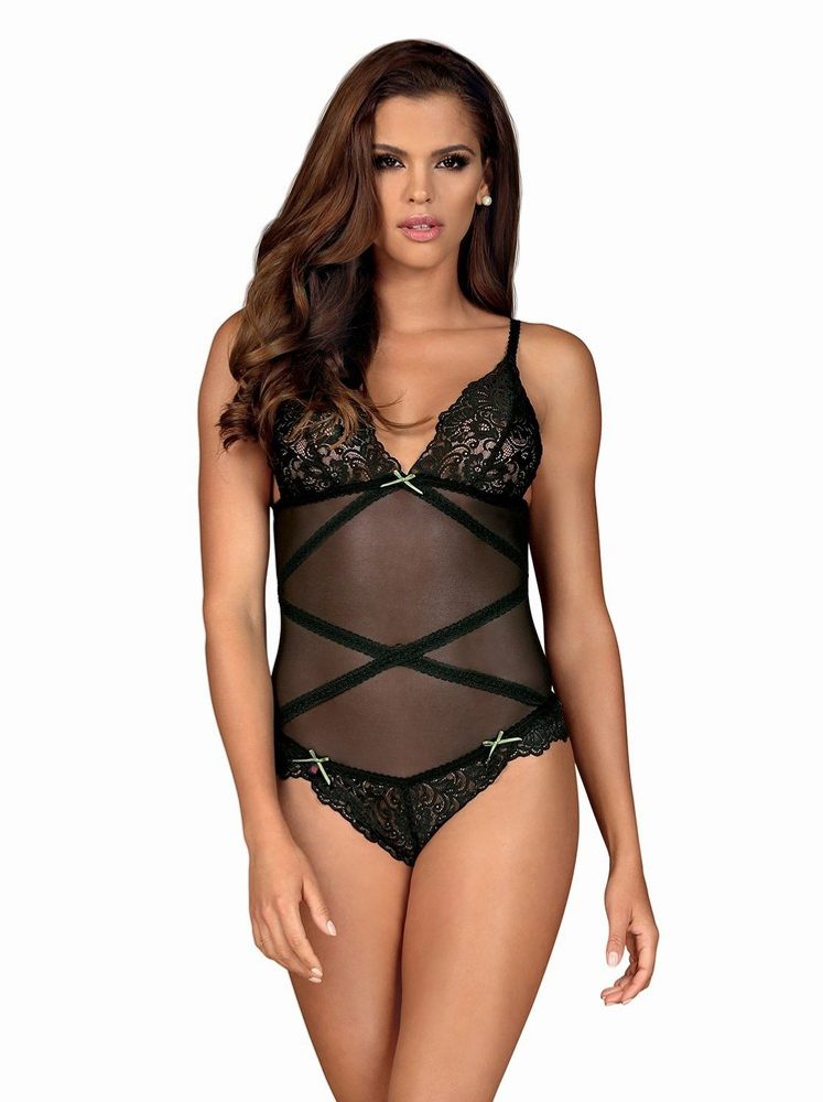 Sexy body Obsessive Bondea teddy - černá - L/XL