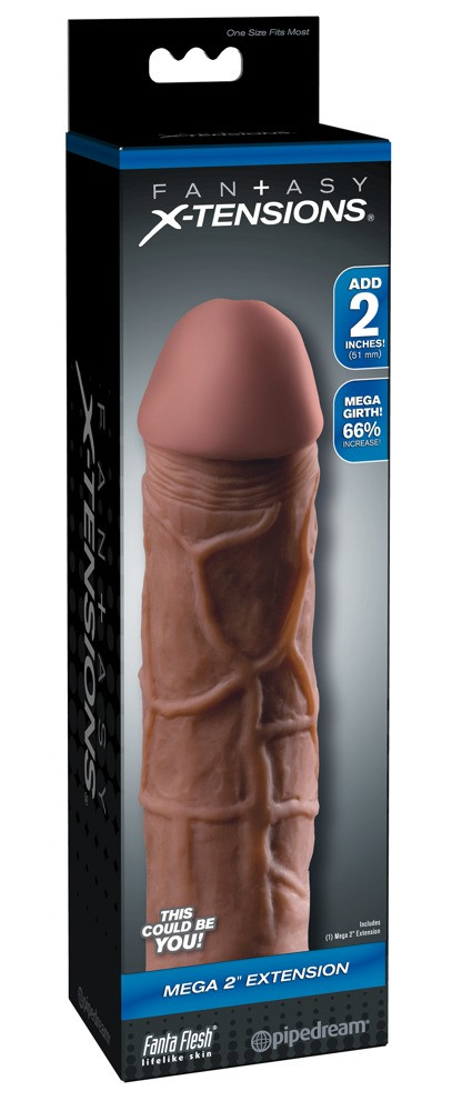 X-TENSION Mega 2 - lifelike penis cloak (20.3cm) - dark natural