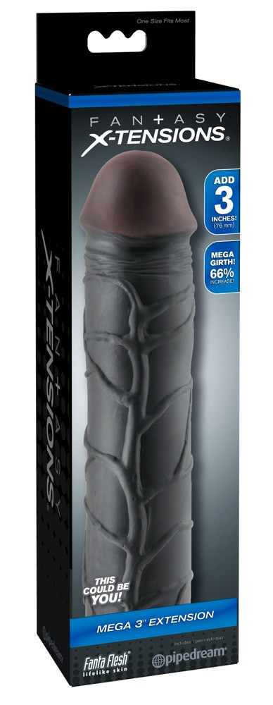 X-TENSION Mega 3 - lifelike penis cloak (22.8cm) - black