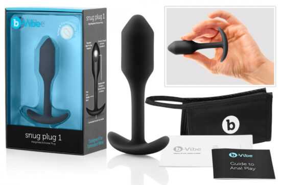 b-Vibe Snug Plug 1 - anální dildo s vnitřní váhou (55g) - černé